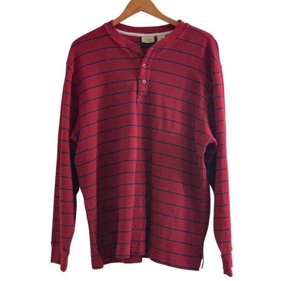 L.L. Bean Men’s Long Sleeve Striped Henley Shirt - Picture 1 of 3